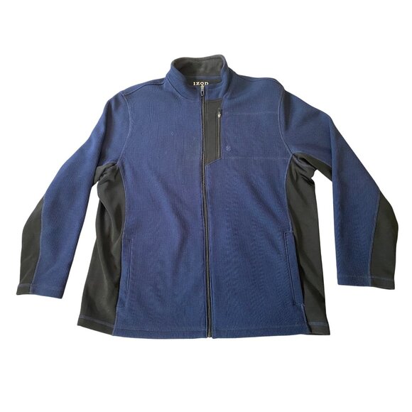 Izod Mens Advantage Performance Stretch Jacket Blue/Black Full Zip XL - Picture 1 of 10